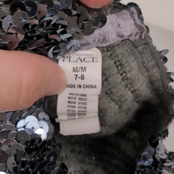 3/$20 Childrens Place Sequin Beret Hat Gunmetal Silver Gray Party Fashionista - Picture 8 of 11